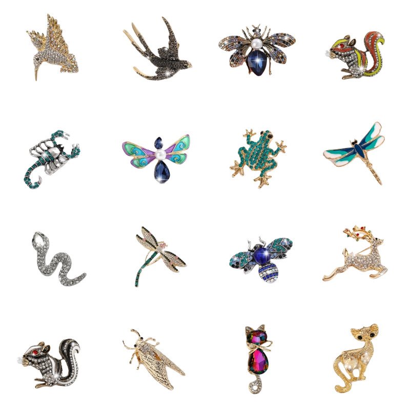 Cross-Border New High-End Brooch Animal Insect Series Feminine Anti-Exposure Fixed Clothing Versatile Corsage