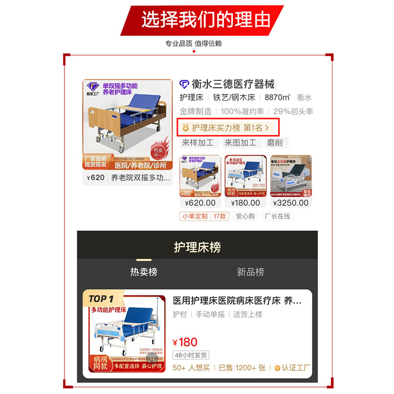 单双摇 医院病床多功能医疗床医用护理床老人瘫痪病床abs养老院