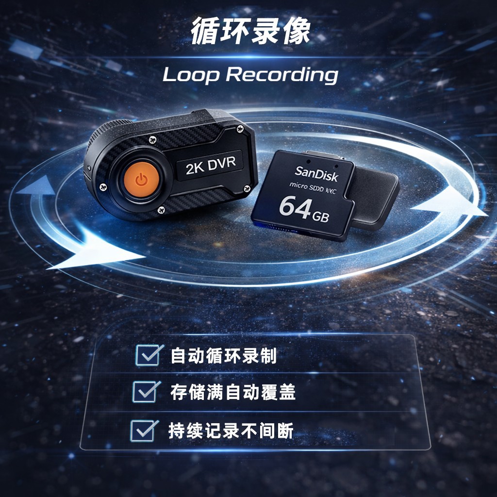 Cross-Border Motorcycle Dashcam, High-Definition Night Vision, Waterproof Riding Recorder, Wide-Angle Loop Recording