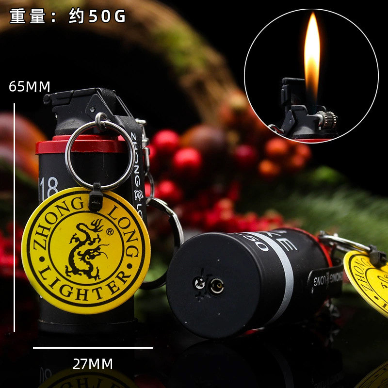 Zhonglong creativo inflable directo encendedor a prueba de viento llama roja adornos personales tabaco de metal al aire libre al por mayor