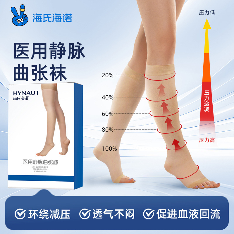 Haishi Hainuo Anti-Varicose Vein Compression Stockings for Women and Men Medical Pressure Calf Compression Medical Varicose Vein Stockings