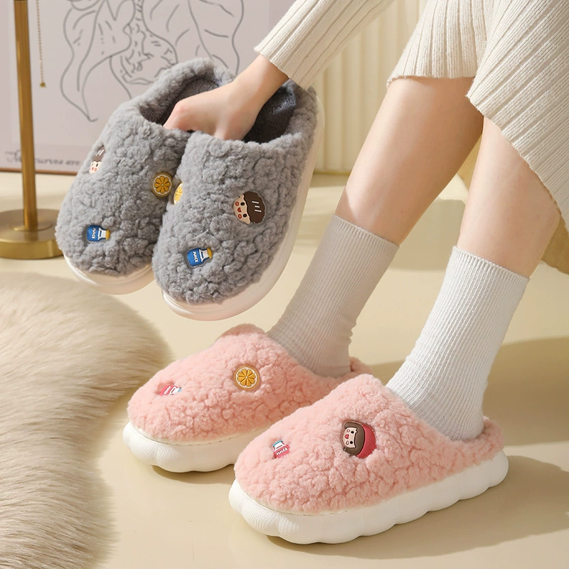Хлопковые Тапочки женские зимние домашние Мультяшные милые толстые нижние пара домашняя плюшевая теплая хлопковая обувь для Луны для мужчин