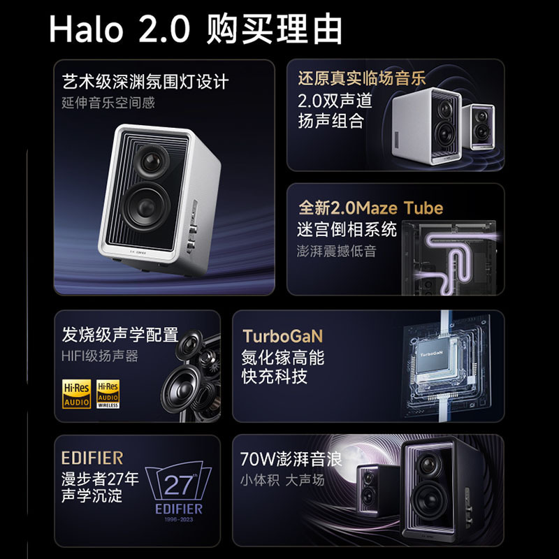 漫歩者Halo 2.0深淵傍受スピーカーbluetoothコンピュータ音響デスクトップリビングテレビ花再|undefined