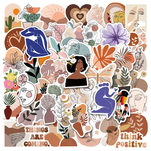 50 bohemian style graffiti stickers, car trunks, refrigerators, notebook water cups, cross-border waterproof stickers