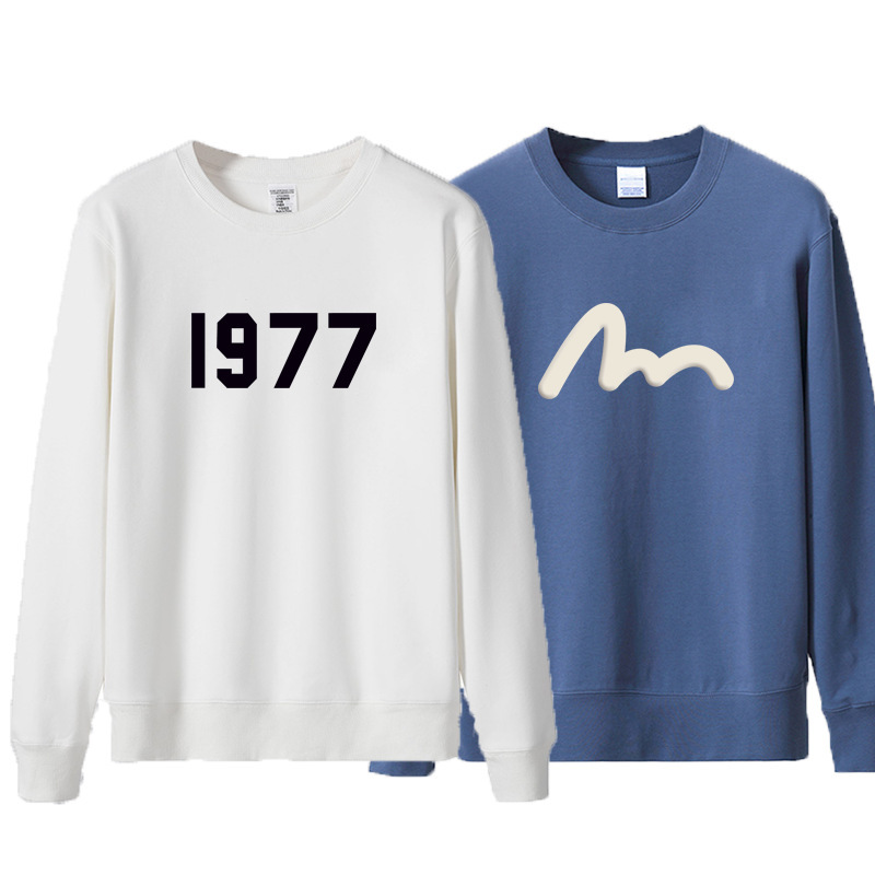 Hong Kong style thin round neck sweater men's 2023 autumn and winter thin trendy simple pullover hoodie all-matching top