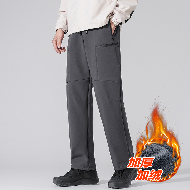 Men's Outdoor Winter Waterproof Windproof Softshell Fleece Pants with Extra Fleece for Travel, Cold Protection, Skiing, and Mountaineering Cargo Pants