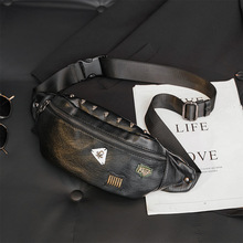 休闲街头手机包腰包 户外骑车背包挎包韩版潮男皮质小胸包斜跨包