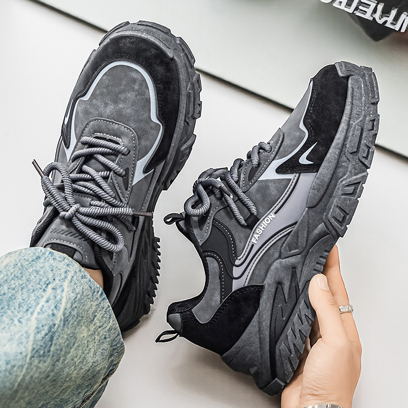 Zapatos de hombre 2026 primavera nueva tendencia de color contraste de fondo grueso alto zapatos de papá estación europea de alta calidad zapatos deportivos casuales