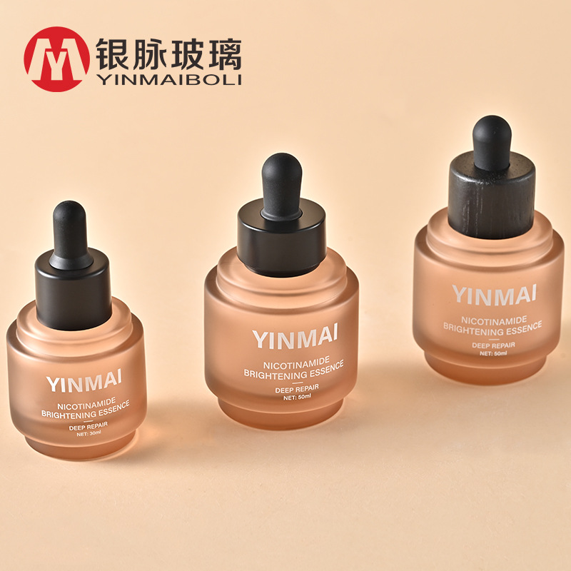 Silver Vein Patent 50ml Step Dropper Bottle Glass Cosmetic Essential Oil Bottle 30ml Travel Refillable Essence Liquid Bottle