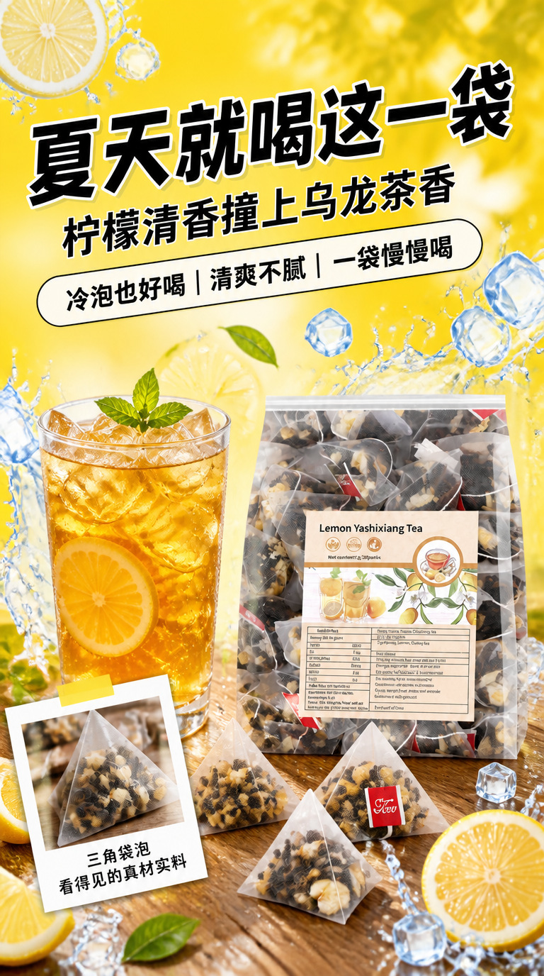Ya Shi Xiang Lemon Tea Bags Sugar-Free Cold Brew Dancong Oolong Herbal Tea 20 Bags overview