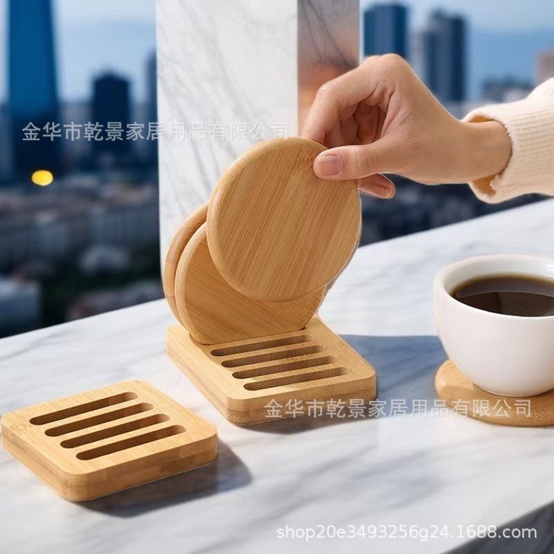 Nuevo juego de posavasos de bambú simple, mantel redondo duradero, vajilla diaria de escritorio, almohadilla de aislamiento al por mayor