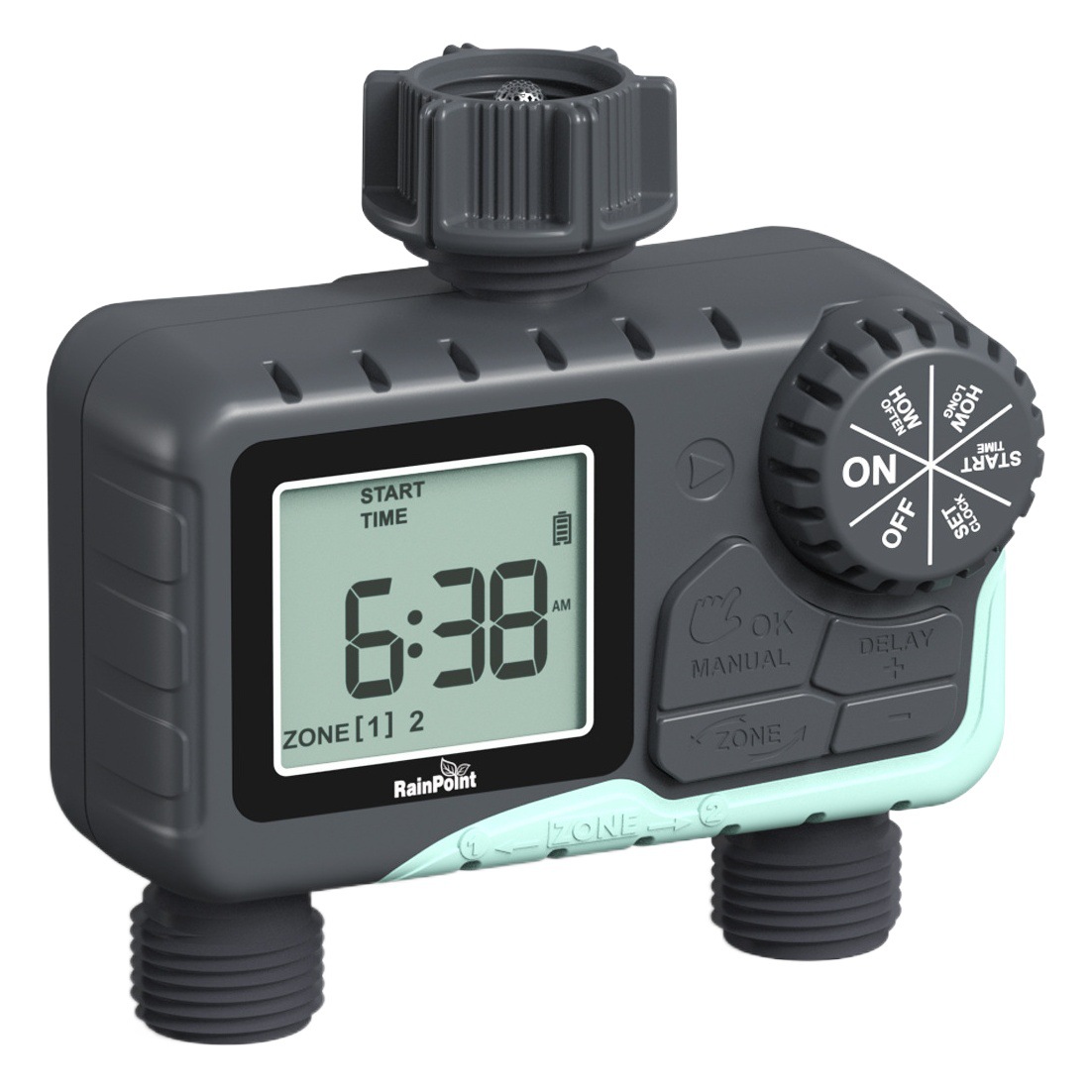 Rainpoint de doble canal de riego inteligente controlador de temporización Dispositivo de riego automático Patio de césped (Ouke)