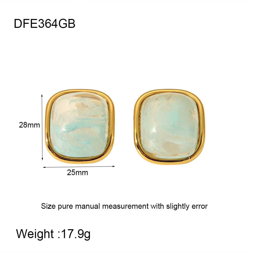 Women's Gender 1 Pair Classic Style Geometric Plating 304 Stainless Steel Resin 18K Gold Plated Ear Studs