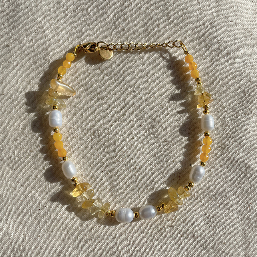 Fashion Irregular natural stone Pearl Titanium Steel Beaded Bracelets 1 Piece