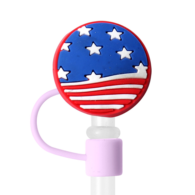 Transfronterizo Amazon venta caliente de dibujos animados gorra de paja de silicona gorra de polvo cubierta de polvo cubierta de paja de bebida de dibujos animados en stock