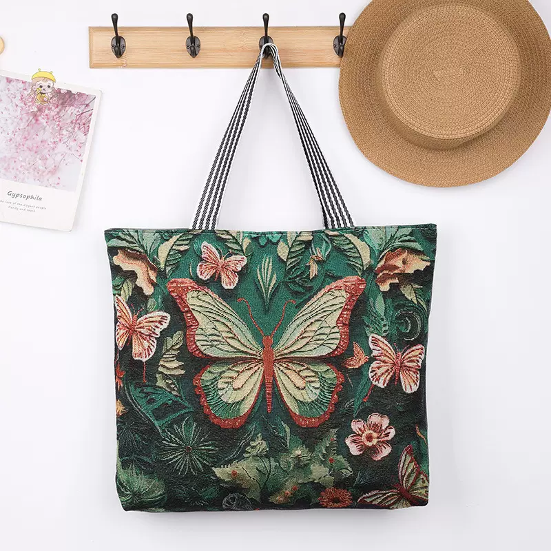 厂家直销2026新款卡通大象针织手提单肩包大容量购物袋帆布包女包