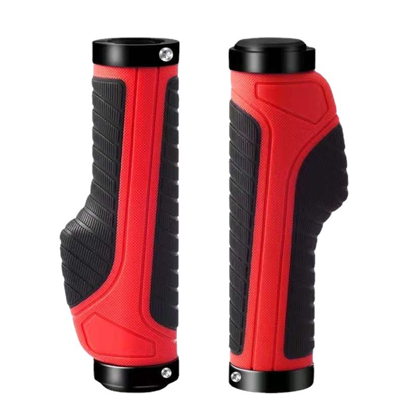 Cross-Border Bicycle Handlebar Grips, Mountain Bike Handlebars, Bicycle Aluminum Alloy Double-Sided Locking Rubber Grips, Anti-Slip Grips