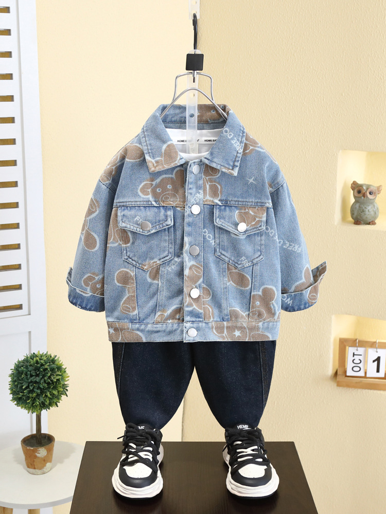 Chaqueta vaquera para niños 7565, estilo primavera y otoño, camisa elegante, top moderno, nuevo modelo 2026 para niños pequeños, conjunto de primavera