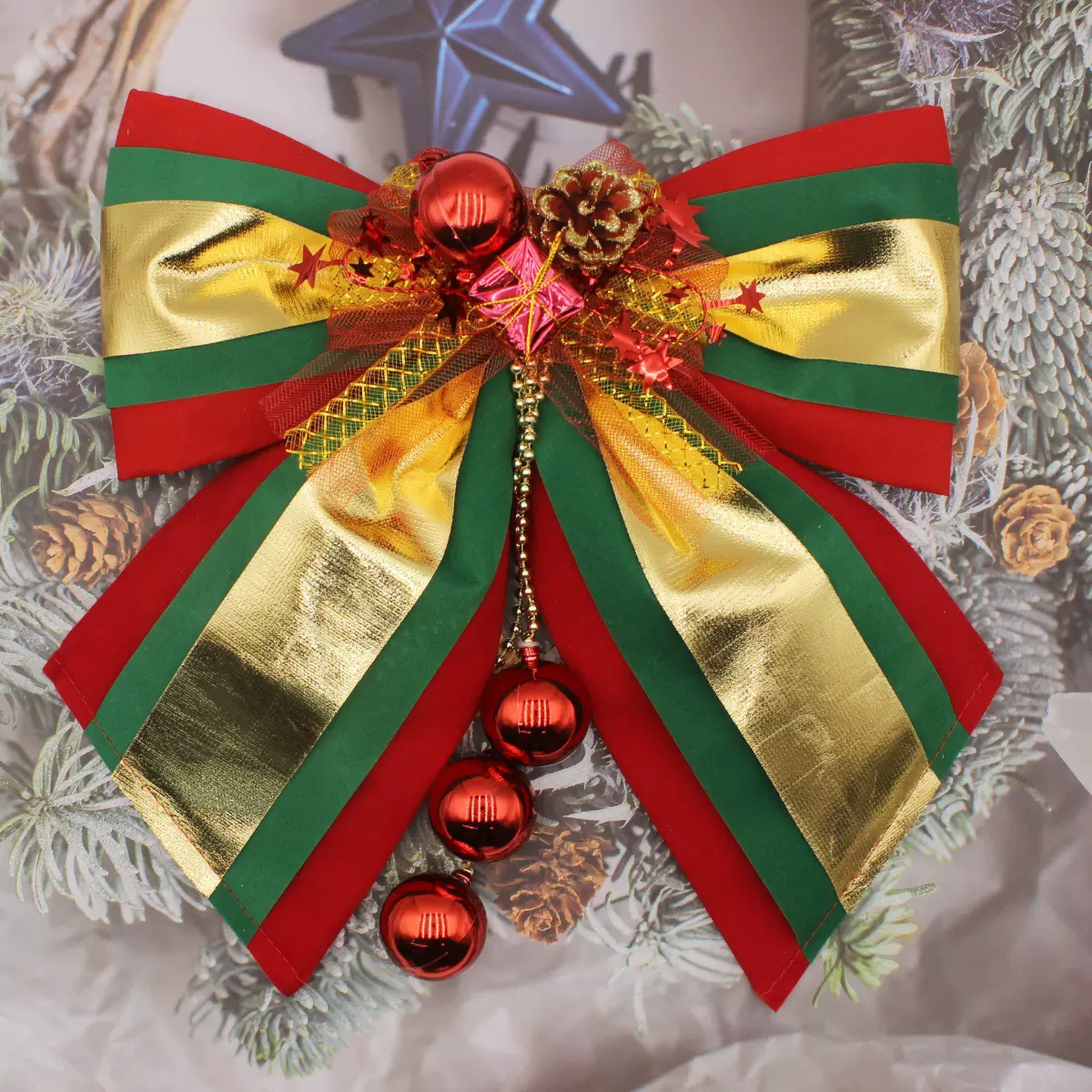 圣诞节三色双色蝴蝶结圣诞树装饰配件挂件商场橱窗圣诞挂饰礼品