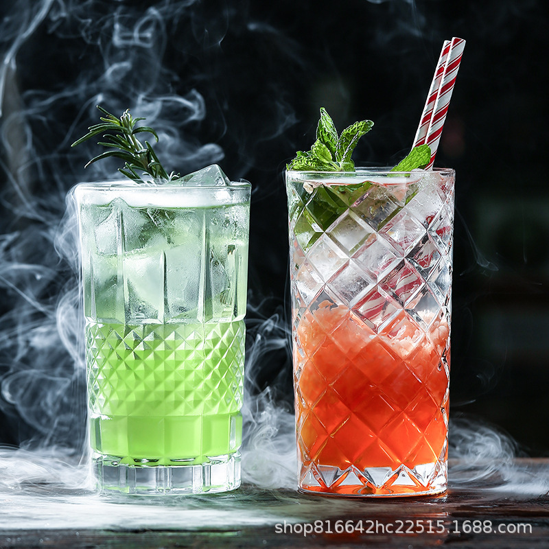 Vaso de whisky a rayas Vaso de vino clásico Vaso de cóctel grabado Bar Hockey sobre hielo Vaso de jugo de leche Vaso de agua de vidrio