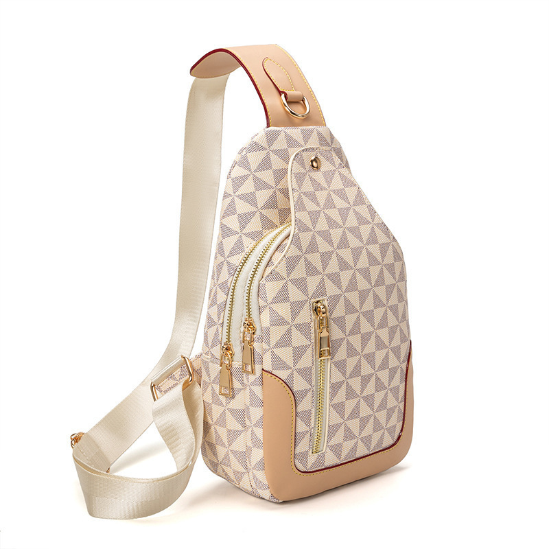 Cross-border women's new fashion large-capacity PU printed chest bag, unisex shoulder and crossbody bag wholesale