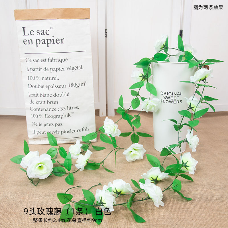 Flor artificial vid Rosa ratán boda decoración interior tubo sinuoso peonía flor tira flor artificial techo flor artificial vid