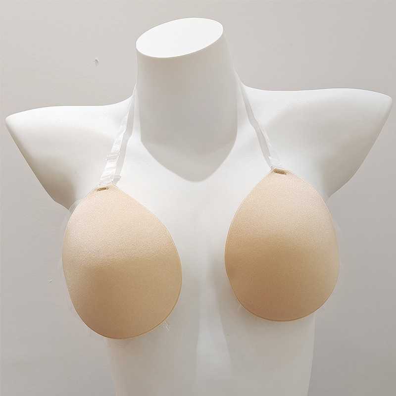 Etiqueta engomada para el pecho de copa redonda, hebilla frontal, pecho pequeño, tela fruncida, mujer, sujetador invisible grande y delgado, ropa interior, tirantes, pegatina para el pecho de boda