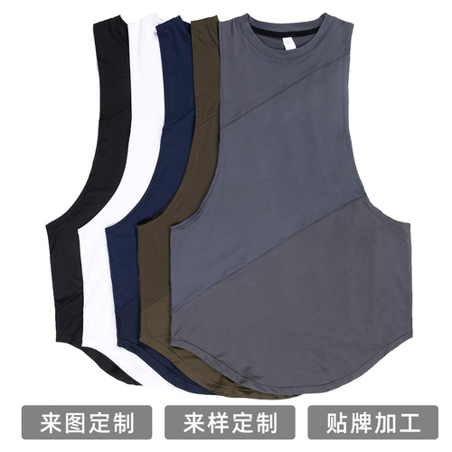 Cross-border web eye quick-dry men's summer large size loose sports backless top outdoor sweat running basketball top
