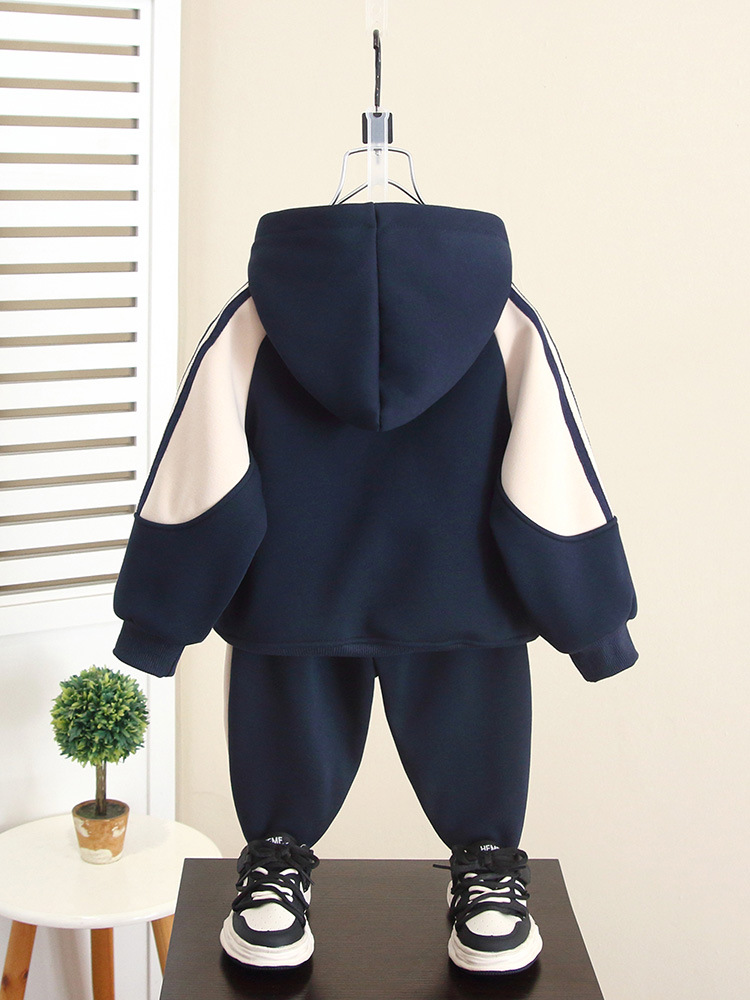 6520 traje de suéter de otoño e invierno para niños 2025 nuevo estilo para niños más chaqueta gruesa de terciopelo ropa de invierno para bebés ropa para niños