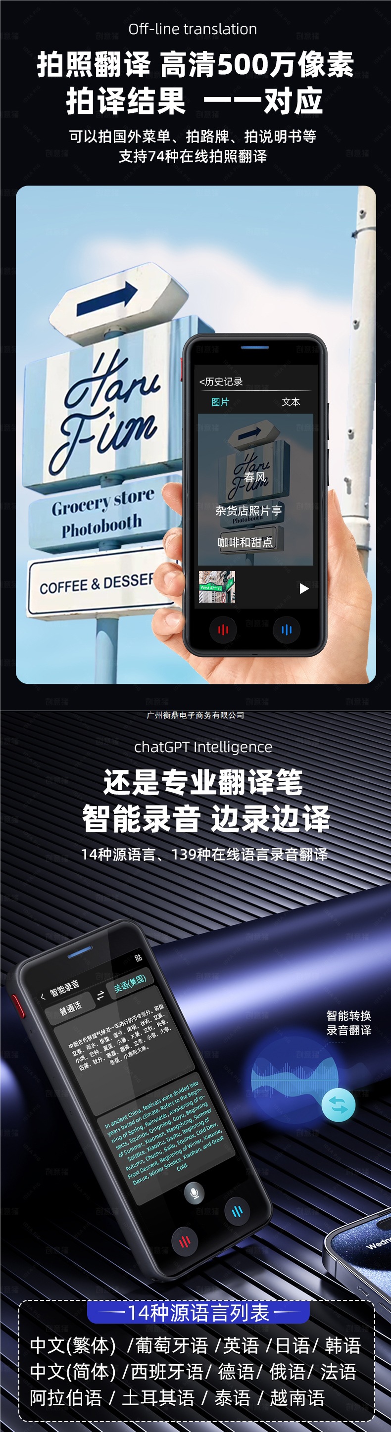 The 2025 new offline intelligent translation machine, simultaneous translator, enables real-time voice dialogue and multi-language translation into English undefined