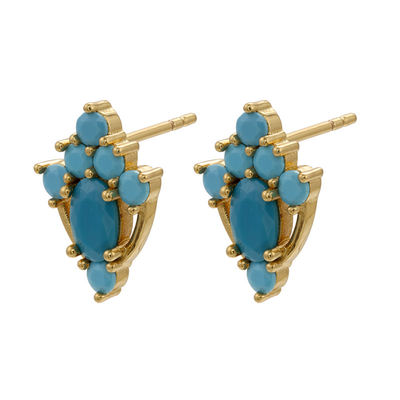 Micro Inlaid Zircon Colorful Crystals Stud Earrings Moon Flowers Pattern Stud Earrings display picture 34