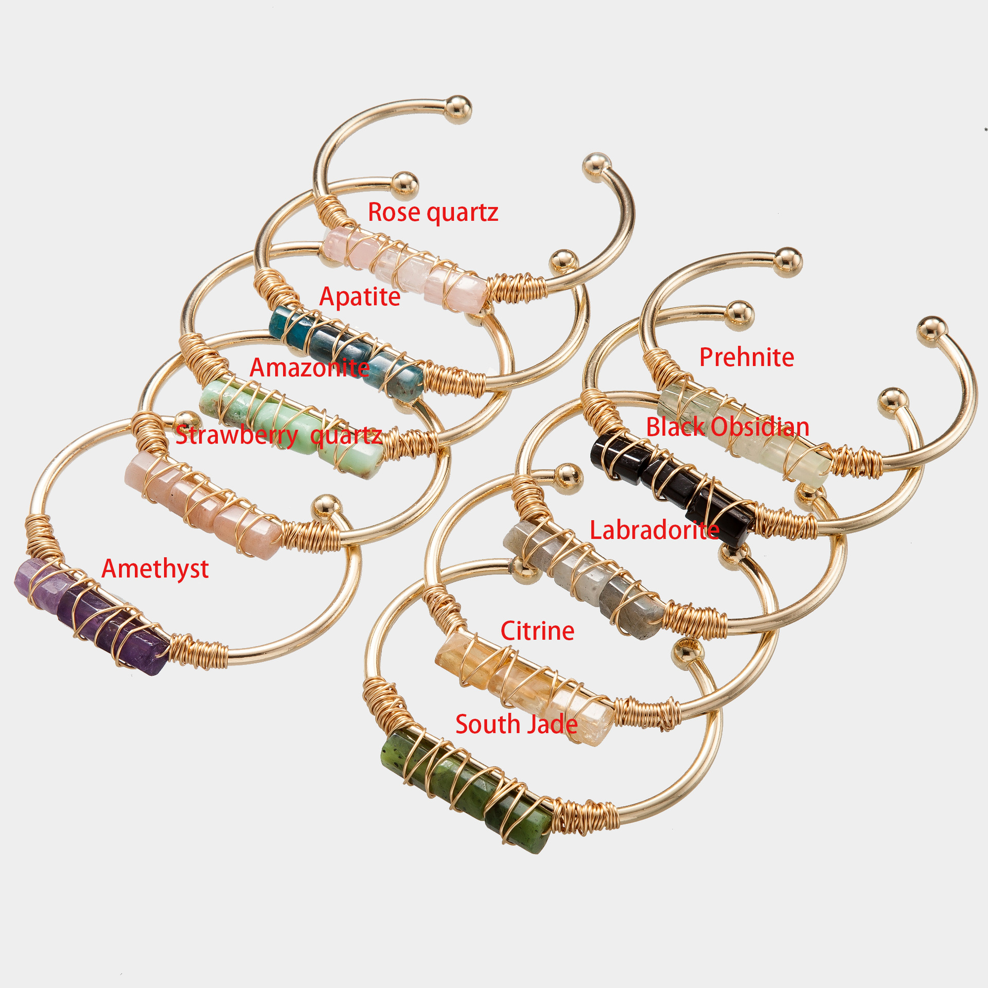 C Shape Pattern Women'S Gender Retro C Shape Natural Stone Cuff Bracelets