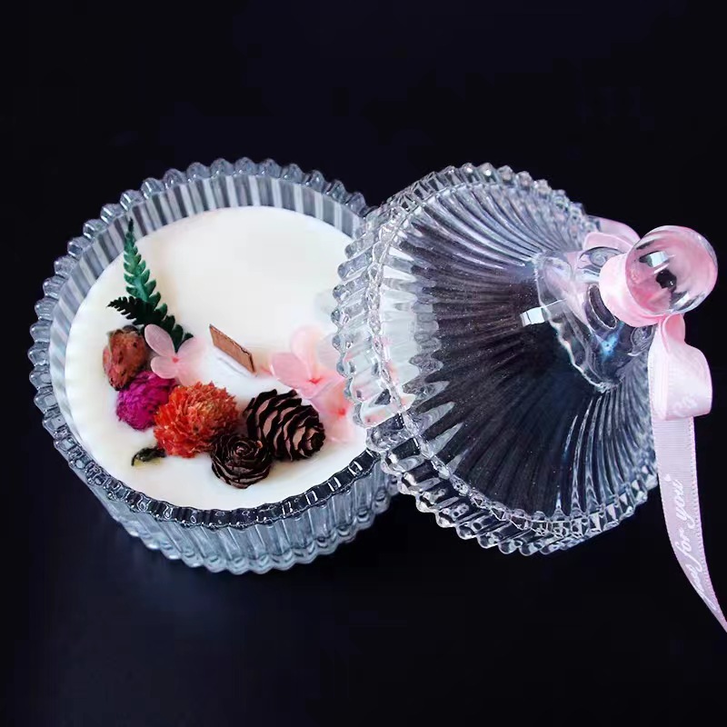 Creativo mongol bolsa de cristal caramelo tarro aromaterapia vela taza vidrio transparente almacenamiento tarro joyería decoración caja de almacenamiento