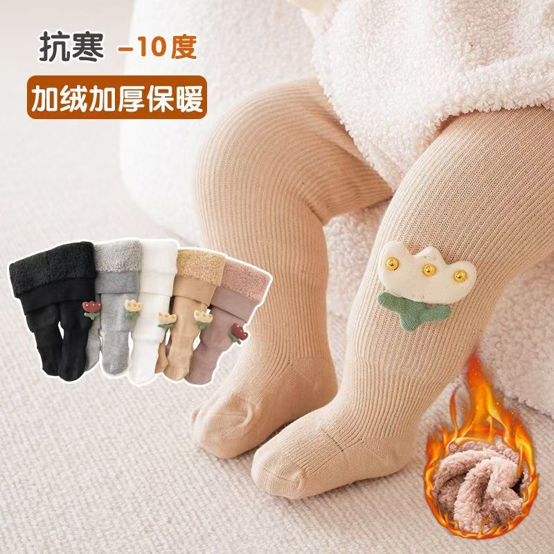 宝宝连裤袜秋冬外穿女童裤袜韩版小童打底裤加绒加厚儿童连体袜子