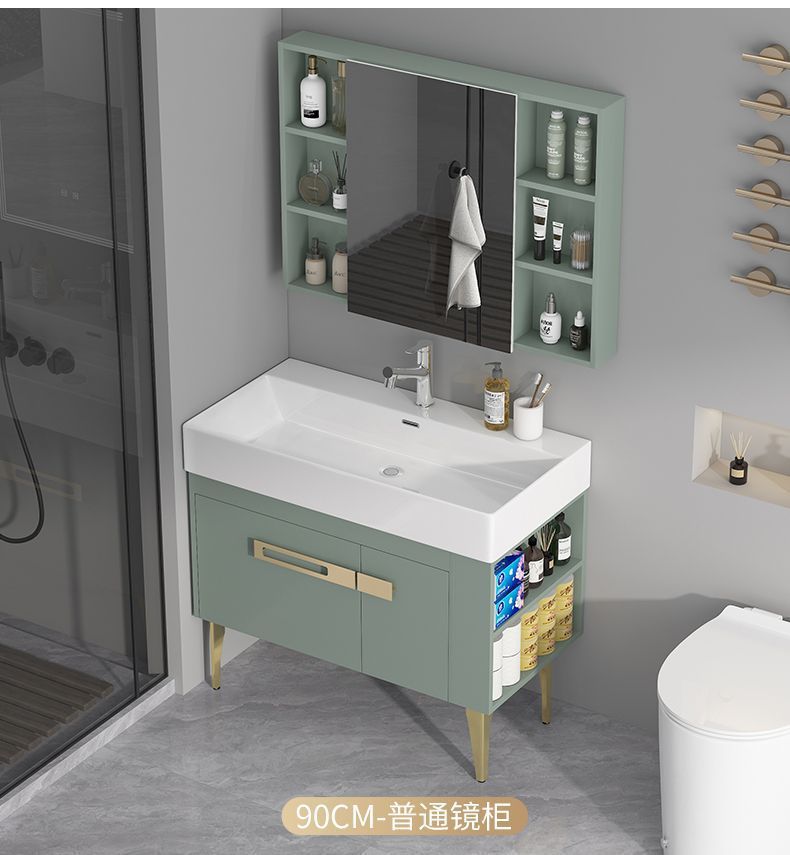 Light luxury bathroom cabinet set with washbasin, modern floor-standing washbasin with side cabinet, smart bathroom cabinet new style, simple and elegant undefined