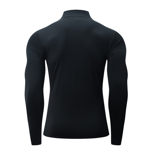 Stand collar half open chest zipper long sleeve tight fitness top men high collar spring and autumn running fitness sports long sleeve