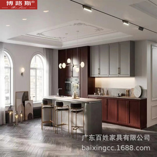 Производитель Гуандун Фулн -Хаус мебель европейский стиль сплошной древесина Краска открытая общая модель кухонного зала и установка