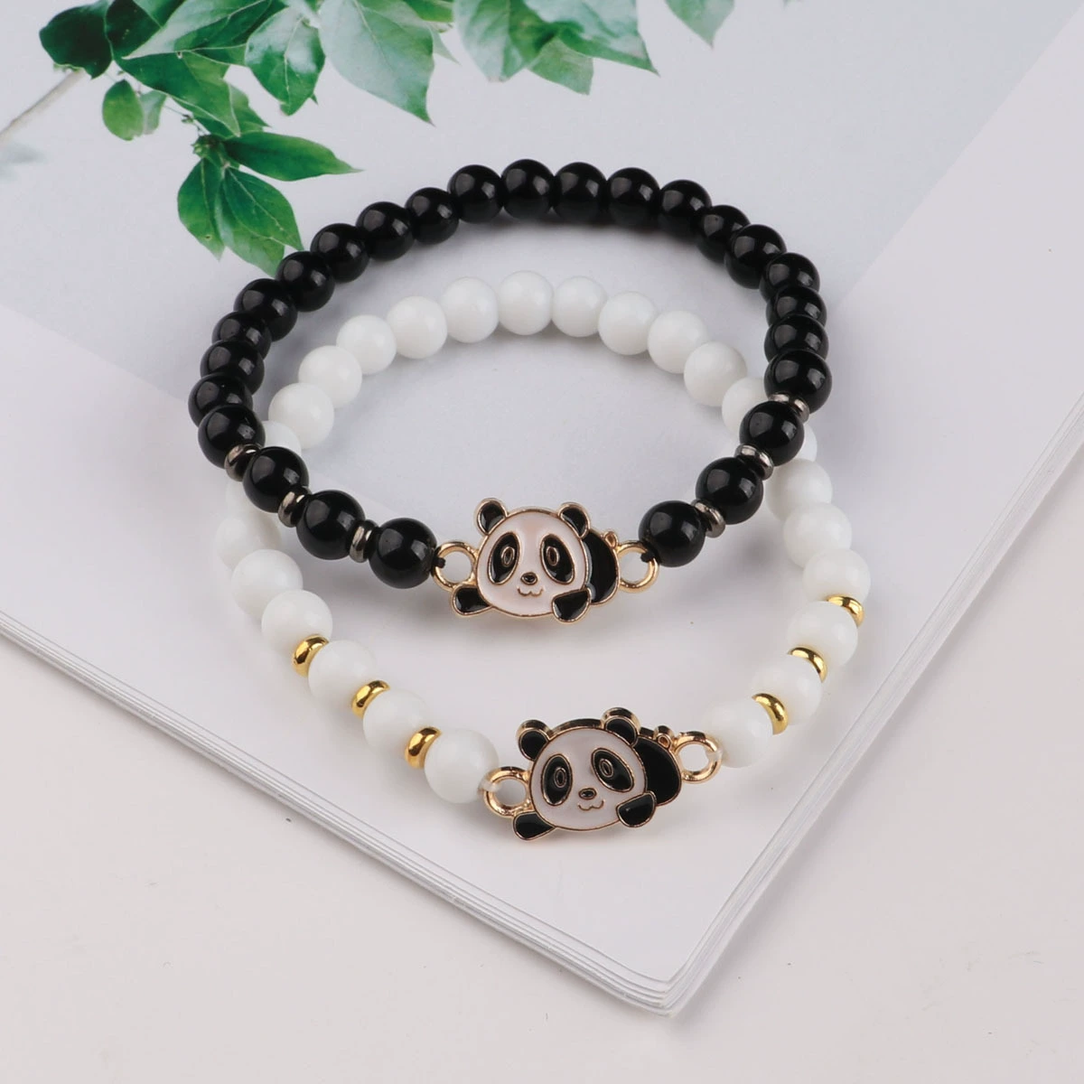 Трансграничные горячие продажи браслет из бисера Черно-белая панда ручной браслет студенческая пара браслет дружбы
