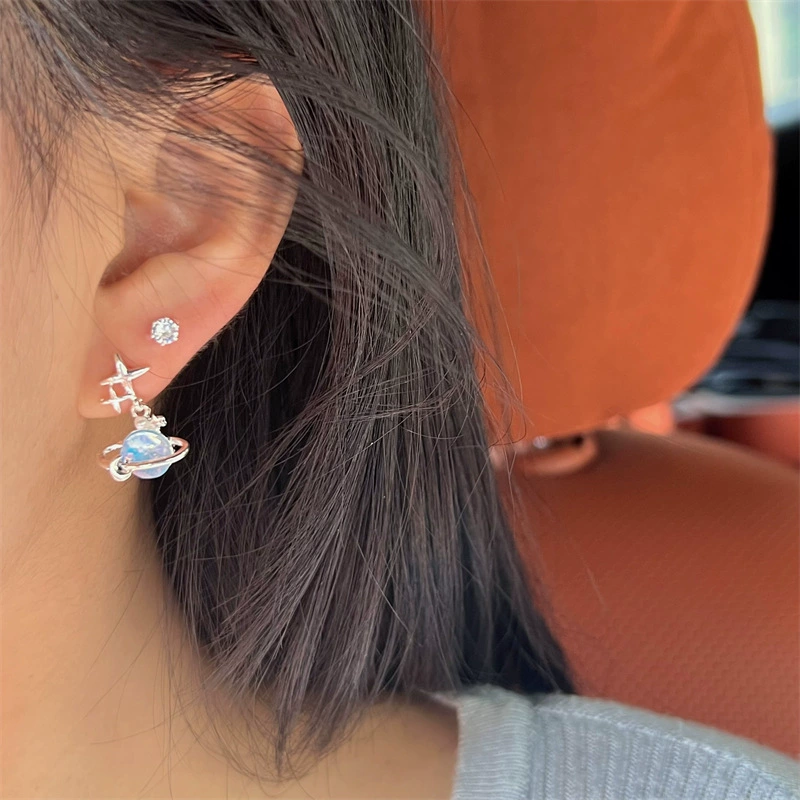 Earrings with bow, sophisticated set from pearl, flowered