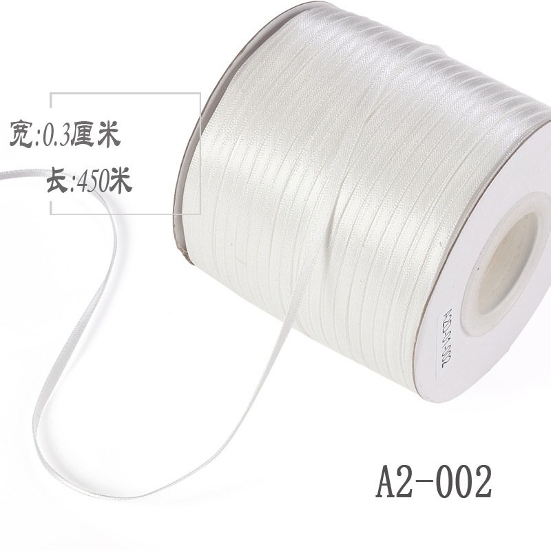 3mm de doble cara cinta de poliéster arco DIY cinta globo cuerda etiqueta grano embalaje fino cinta ropa satén