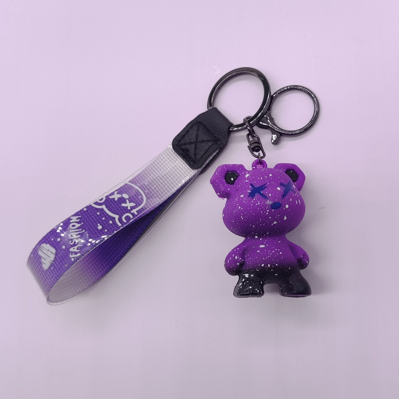 Creativo cielo estrellado que cambia de color oso llavero al por mayor pareja de moda llavero de coche mujeres exquisito bolso ins colgante