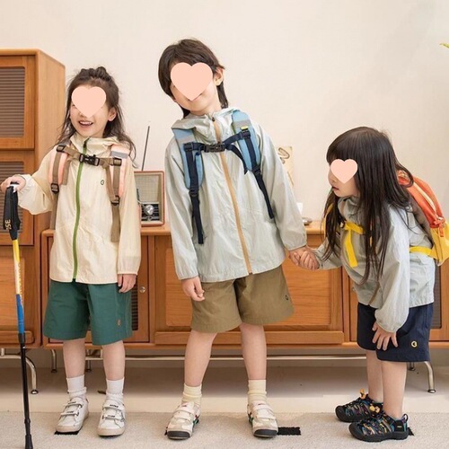 Men and girls 2025 summer color contrast cool children's sunscreen clothes Original yarn sunscreen clothes Air-conditioned clothes Breathable thin coat