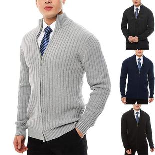 2023 Europe and the United States cross-border foreign trade new men's cotton long sleeve suit collar cardigan knitted sweater men's coat