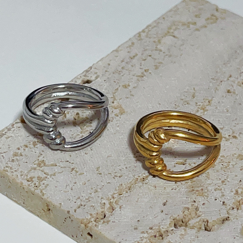 18K Gold Plated Plating Fashion Geometric Titanium Steel Plating Rings