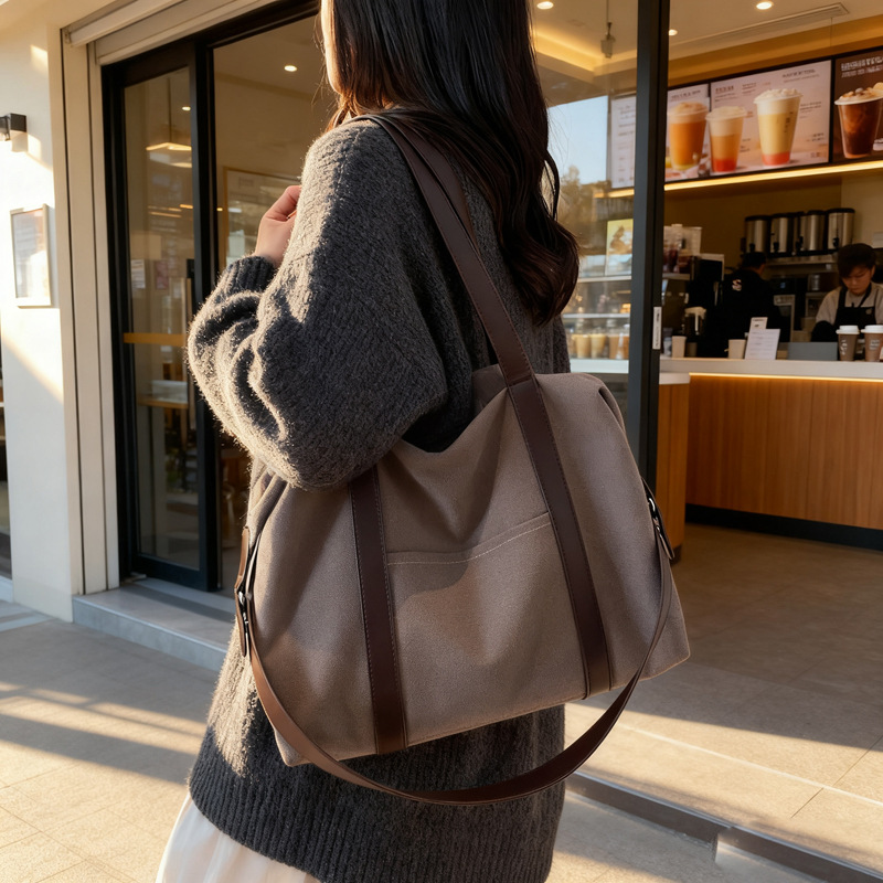 Autumn and Winter New High-Looking Pure Color Lazy Style Commuter Crossbody Handbag Women's Simple Lightweight Large-Capacity Travel Bag