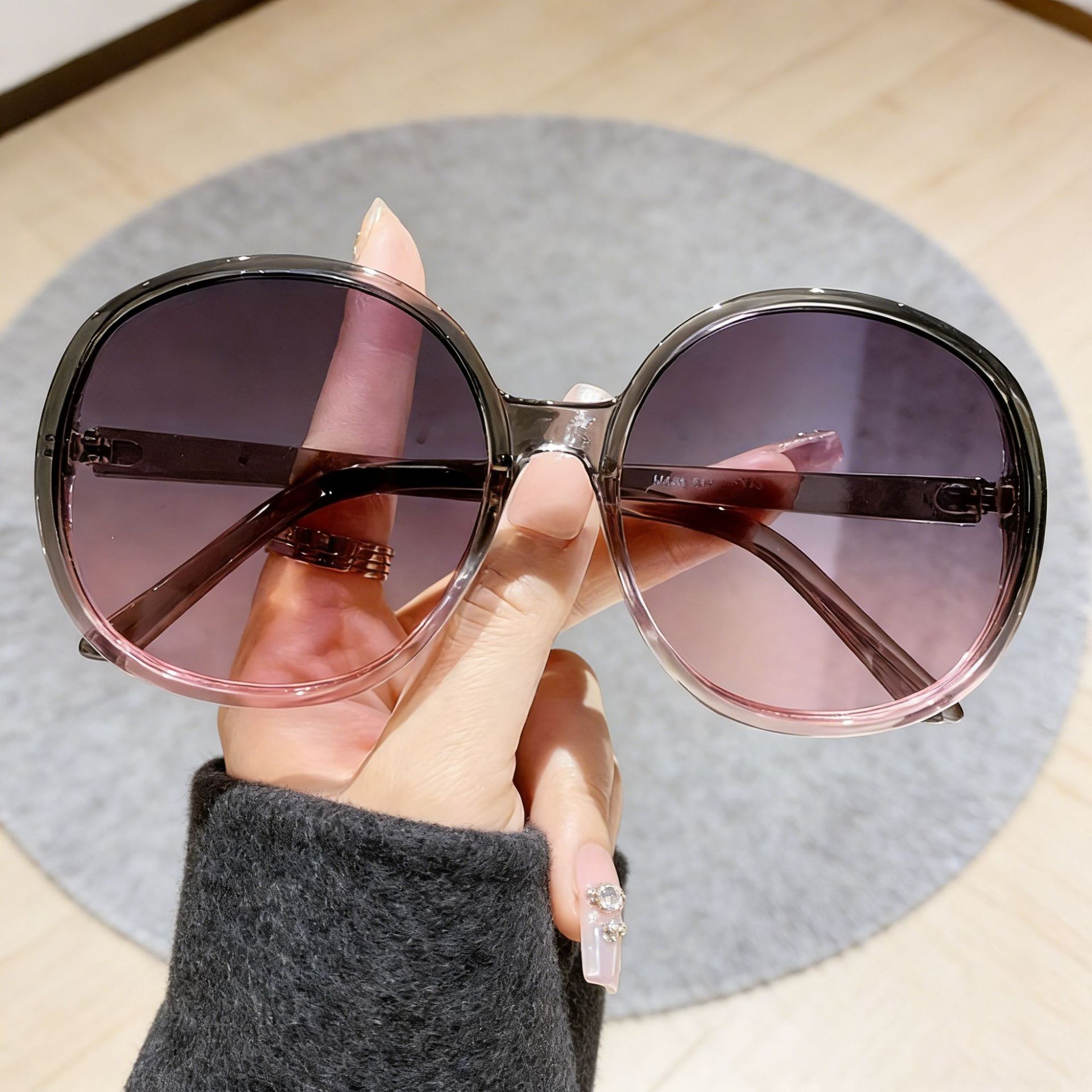 Oversized Round Sunglasses For Men And Women Uv Protection Fashion_voghion.com