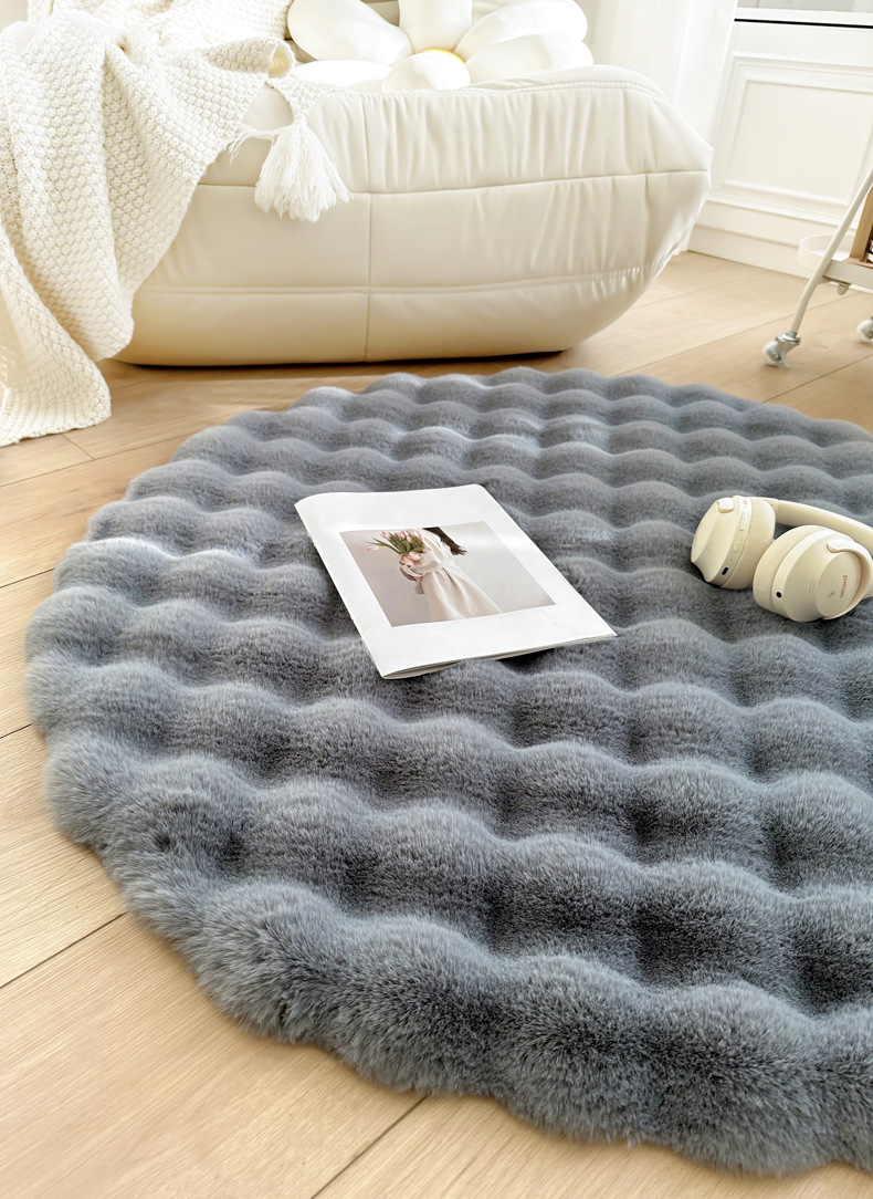 Carpet Door Mat Can Be Cut, Wabi-Sabi Style Carpet, Light Luxury Floor Mat, Silent Tatami Bay Window, Double-Sided Gray-White Carpet