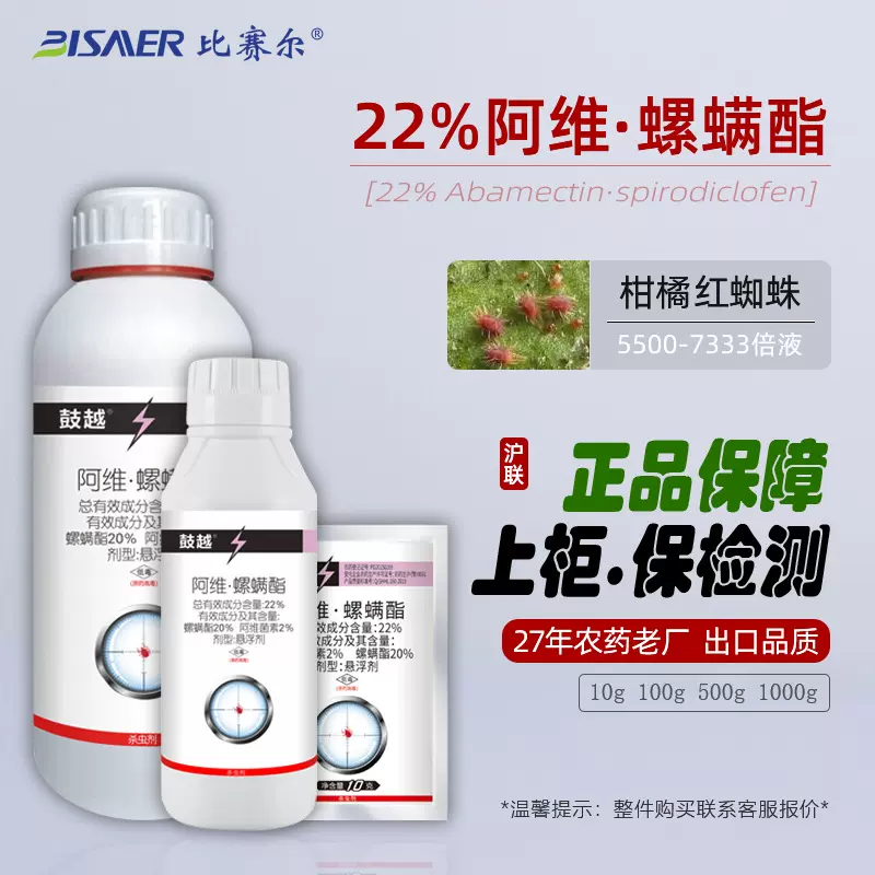 沪联农药22%阿维螺螨酯悬浮剂 柑橘树红蜘蛛杀虫剂杀螨剂一件代发