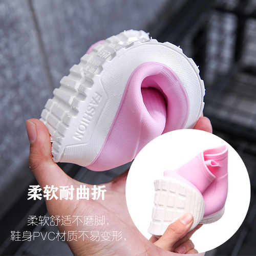 Japanese fashion children's rain boots for men and women, non-slip thick-soled wear-resistant rain boots for rainy days, waterproof shoes, water boots and overshoes