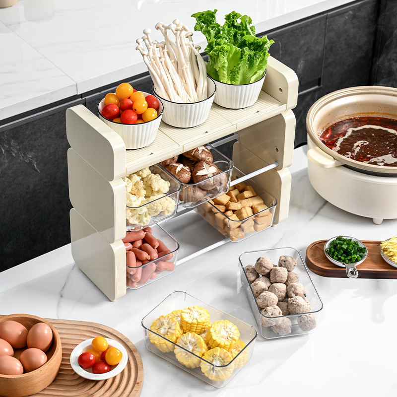水果盘子火锅盘子点心干果塑料旋转果盘零食盒甜品台多层分格零食|undefined